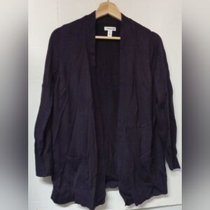 Croft & Barrow Purple Classic Open-Front Cardigan Size 1X